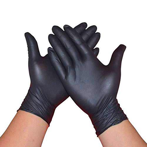 Guantes de nitrilo negro, tamaño mediano, sin polvo