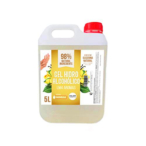 ENJOY COSMETICS | Gel Hidroalcohólico | Aroma Vainilla | 70% Alcohol | Con Glicerina Natural | Para el Cuidado de la Piel | 98% Ingredientes Naturales | Ideal para Casa y Comercios | 5000 ml