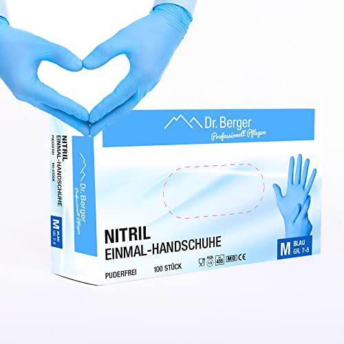 Dr. Berger - 100 guantes médicos desechables de nitrilo