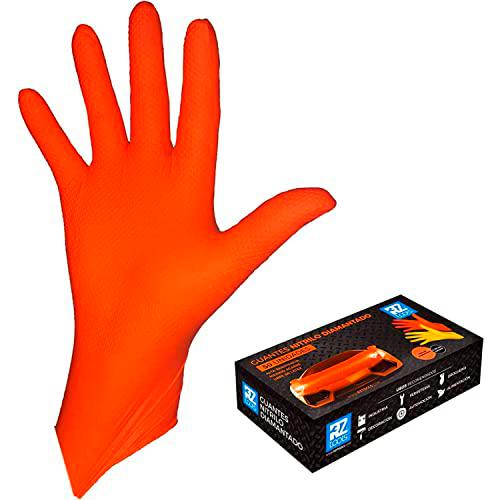 GUANTES de NITRILO DIAMANTADO naranjas - Los guantes de nitrilo MÁS RESISTENTES del mercado