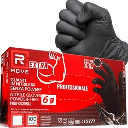 100 guantes de nitrilo L negros extra resistentes 6 g