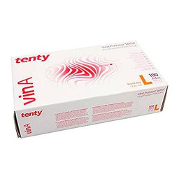 Tenty Vina - Guantes desechables de vinilo, sin polvo, talla L