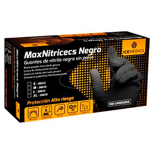 ICEMEDICS - MaxNitricecs Negro - GUANTES NITRILO - DESECHABLES