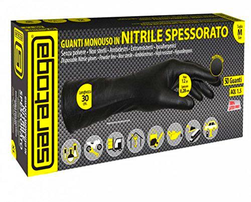 Saratoga 37502001 50 guantes largos desechables de nitrilo grueso