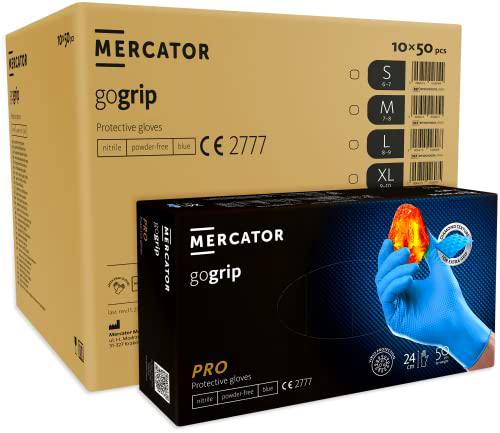 Guantes de nitrilo MERCATOR® gogrip black, Guantes de seguridad desechables sin talco