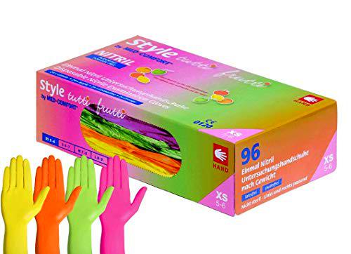 Guantes desechables de nitrilo Style tutti frutti, 96 guantes en una caja dispensadora