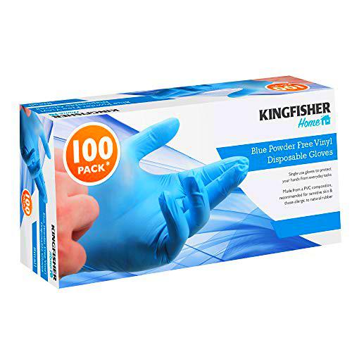 Kingfisher 100 unidades pequeños guantes de vinilo azul sin polvo