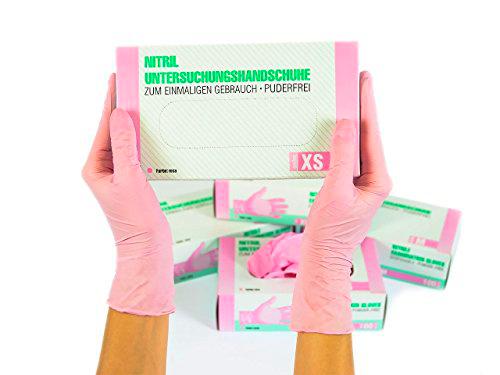 Guantes de nitrile, 100 pcs caja (XS, Rosado), guantes de examen desechables