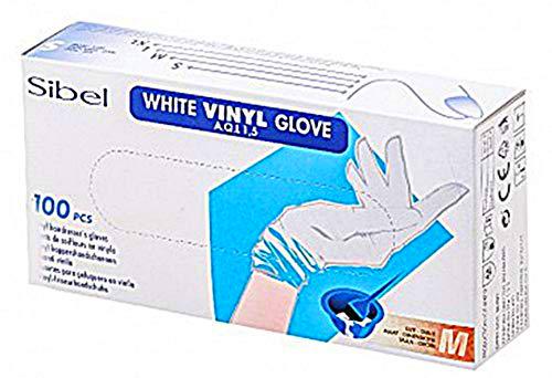 Sibel Sinelco Guantes Vinyl 100U Blanco Mediano/M, Único, Estándar