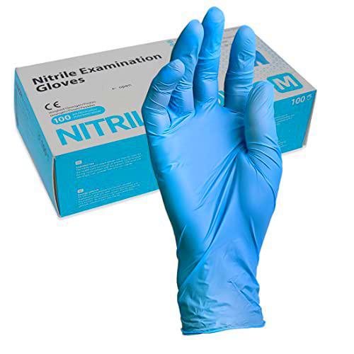 Hygiene100 Guantes desechables azul claro, guantes de nitrilo S