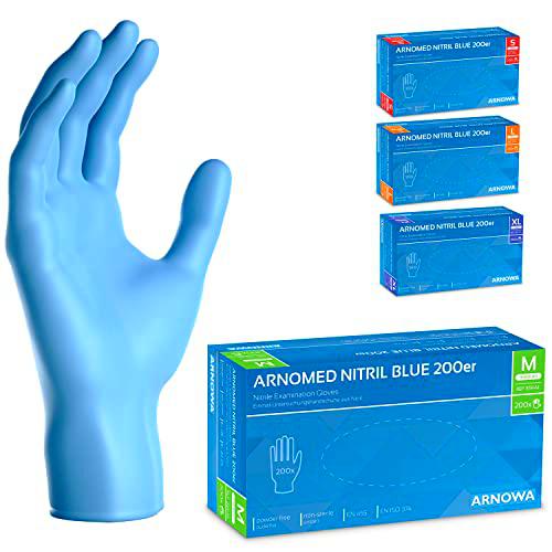 ARNOMED Guantes nitrilo talla M azul, 200 uds/caja