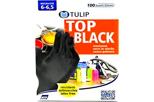 Icoguanti TULIP TOP BLACK GUANTES USA Y GETTA EN NITRILE NEGRO SIN POLVO 100 PIEZAS (S