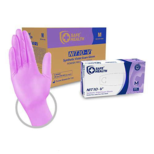 Safe Health Guantes Desechables de examen Nitro-V sintéticos híbridos de Vinilo y Nitrilo Violeta Morado Talla M | 1000 unidades | Tareas del hogar Limpieza