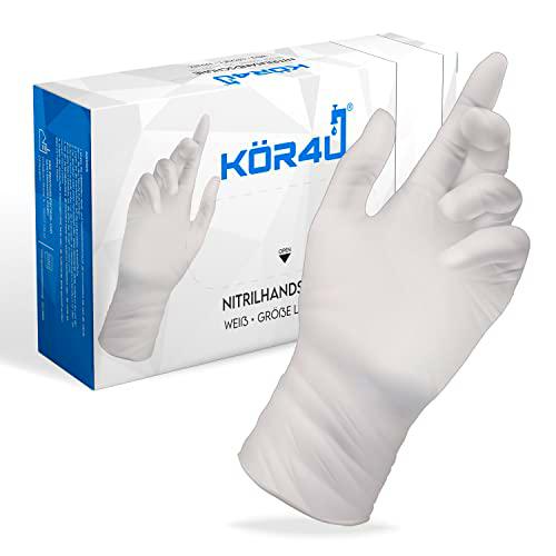 kör4u 100 guantes de nitrilo en caja dispensadora, sin polvo ni látex