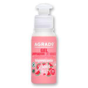 Gel Hidroalcohólico Limpiador de manos Summer Fruit Higienizante 78% Alcohol Sin Aclarado 80 ml Formato ideal Bolso o Mochila Aroma Frutas AGRADO