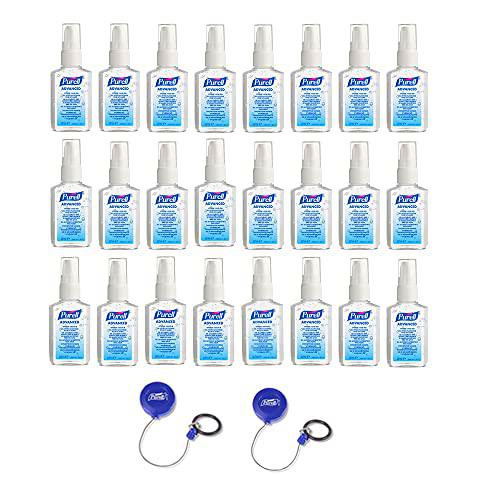 Gel hidroalcohólico DE MANOS PURELL ADVANCED alcohol en gel desinfectante botella de 60ml x 24 con 2 clips retráctiles para engranajes PURELL PERSONAL.