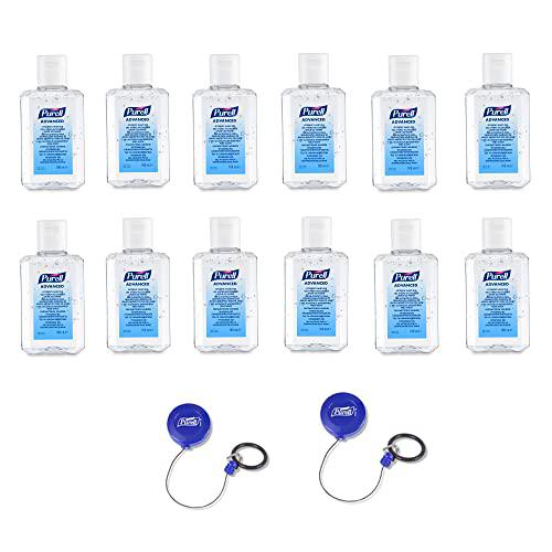 Gel hidroalcohólico DE MANOS PURELL ADVANCED desinfectante manos 100ml Botella con cierre abatible x 12 con 2 clips retráctiles para engranajes PURELL PERSONAL.