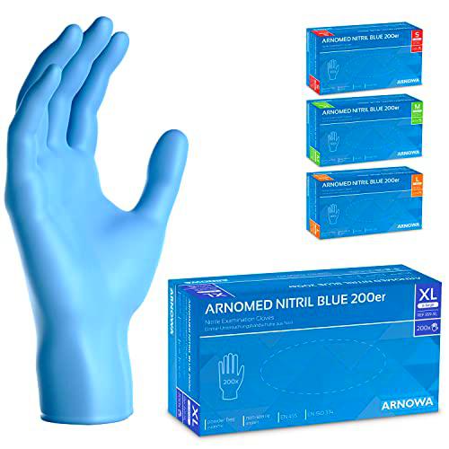 ARNOMED Guantes nitrilo talla XL azul, 200 uds/caja