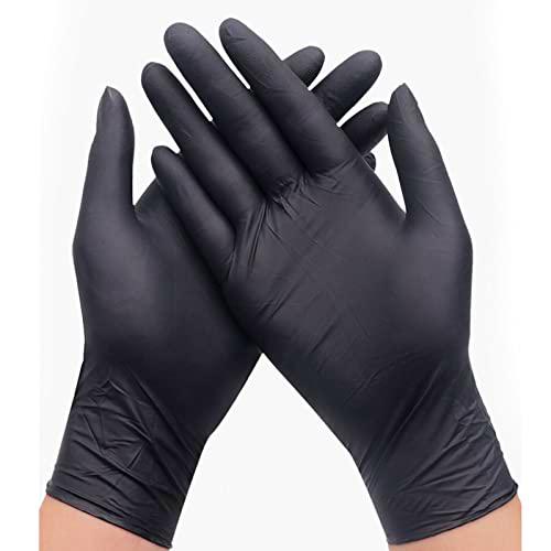 Super Mundo 100 Guantes desechables de Nitrilo (S, negro) sin polvo,libres de látex,Guantes de examen