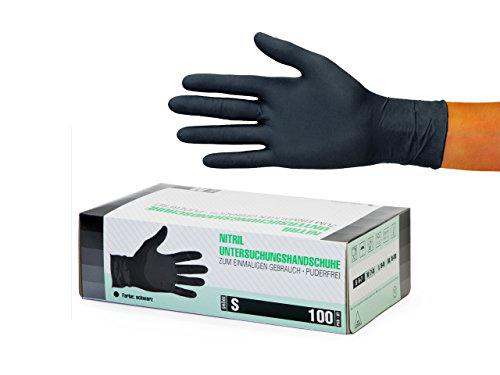 Guantes de nitrilo, 100 pcs caja (S, Negro), guantes de examen desechables libres de látex