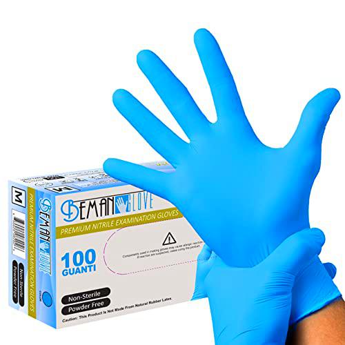 Beman BemanGlove® - 100 guantes de nitrilo desechables azules