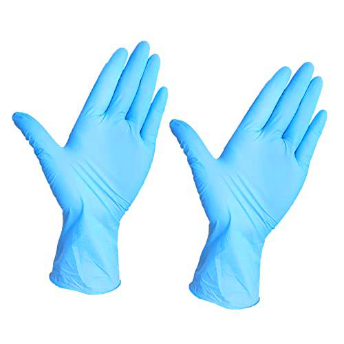 Super Mundo 100 Guantes desechables de Nitrilo (S, azul) sin polvo,libres de látex,Guantes de examen