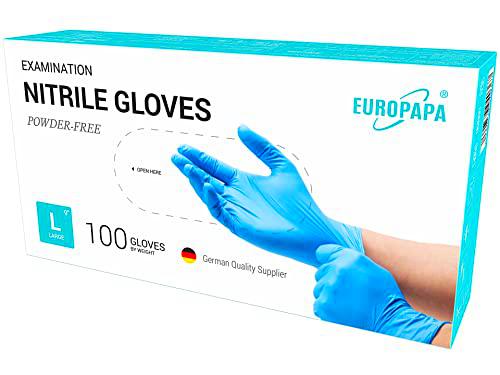 EUROPAPA® 100 guantes de nitrilo, caja de guantes desechables