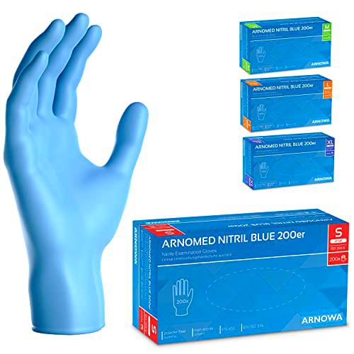 ARNOMED Guantes nitrilo talla S azul, 200 uds/caja