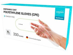 EUROPAPA® 100, 200, 300, 450, CPE transparente guantes desechables en caja