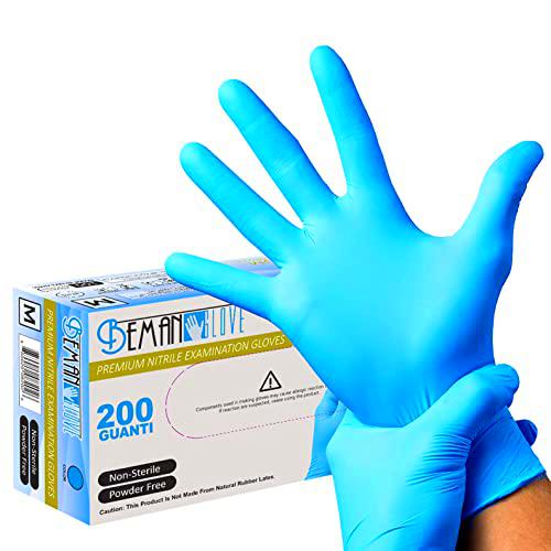 Beman BemanGlove®,200 guantes de nitrilo desechables azules,Ultra resistentes,Uso médico o alimentario