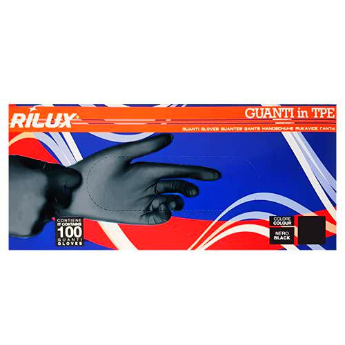 Rilux Guantes de TPE negros sin polvo para alimentos Cat 1 (talla XL, negro)