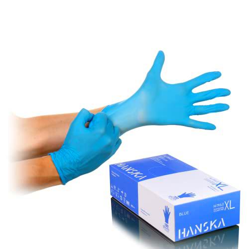 HANSKA Guantes desechables Nitrilo Azul - Sin Polvo