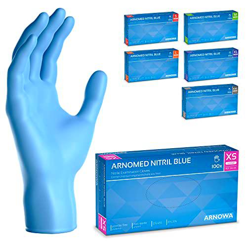 ARNOMED Guantes nitrilo talla XS, guantes de nitrilo azules