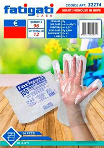 FATIGATI SRL Guantes desechables - 1000 unidades (10 paquetes de 100 piezas)