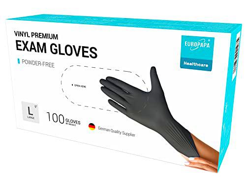 EUROPAPA® 100 guantes de vinilo desechables, sin látex