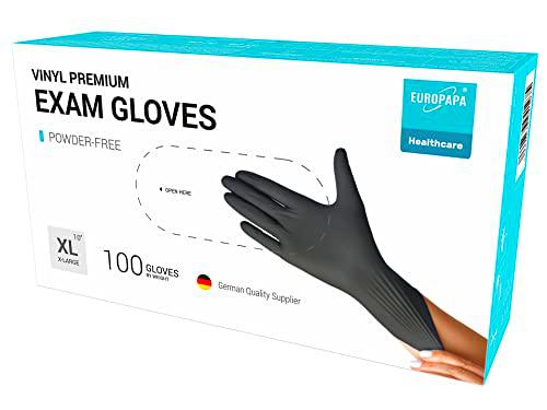 EUROPAPA® 100 guantes de vinilo desechables, sin látex