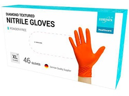 EUROPAPA 46 guantes de nitrilo extra gruesos DiamantGrip Diamante negro y naranja Perfect Grip desechables guantes de protección de montaje sin polvo (naranja, XL)