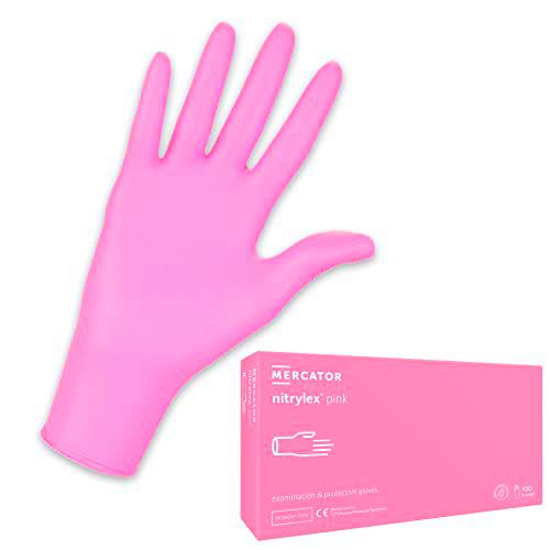 MERCATOR MEDICAL Guantes de protección desechables nitrylex pink, Tamaño:L