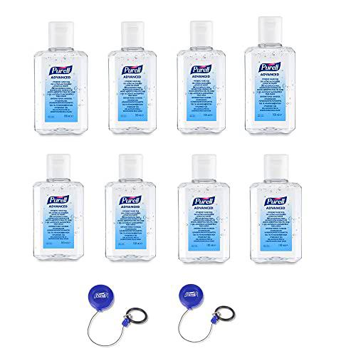 Gel hidroalcohólico DE MANOS PURELL ADVANCED desinfectante manos 100ml Botella con cierre abatible x 8 con 2 clips retráctiles para engranajes PURELL PERSONAL.