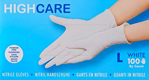 HIGH CARE Nitril Powder Free Guante Simple Clorado en Línea Blanco