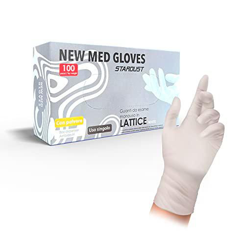 100 guantes de látex talla M con polvo, hipoalergénicos