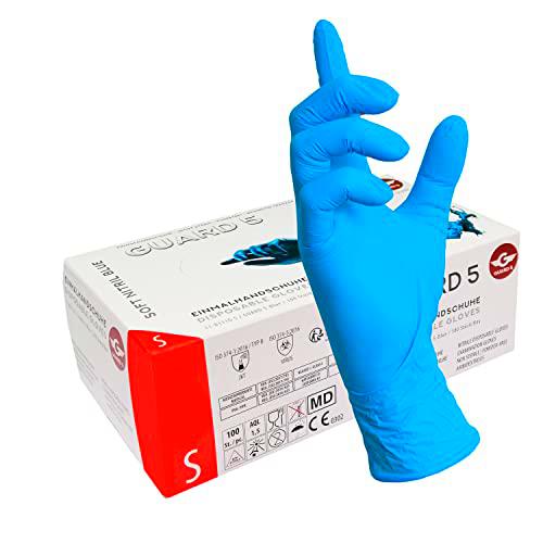 GUARD 5 - Caja de 100 unidades - guantes desechables de nitrilo azul en caja dispensadora