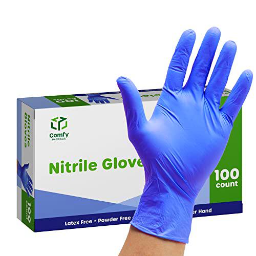 Guantes de nitrilo desechables sin polvo, paquete de 100