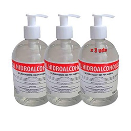 Gel Hidroalcohólico 500 ml 70% alcohol con dosificador [3 Unidades] Fabricado en España