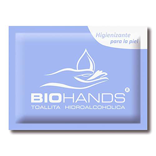 GPQ - Toallitas Hidroalcohólicas Biohands | 70% Alcohol Perfumado | 500 Sobres Monodosis x 2 mL | Desinfectante de Manos Pequeño | Miniatura para Bolsillo