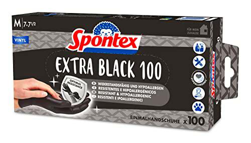 Spontex Extra Black - Guantes desechables de vinilo