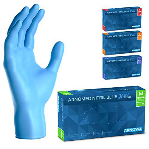 ARNOMED Guantes nitrilo extra fuerte talla M, guantes de nitrilo 50% más gruesos