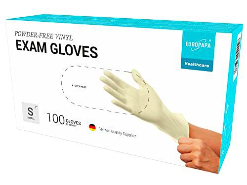 EUROPAPA® 100 guantes de vinilo desechables, sin látex