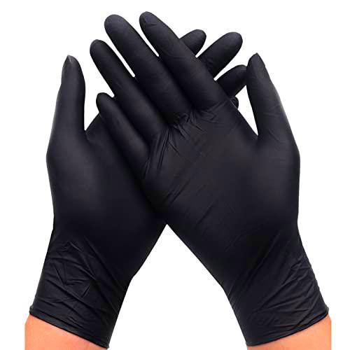 Super Mundo - Guantes de nitrilo, 100 pcs caja (M, Negro)