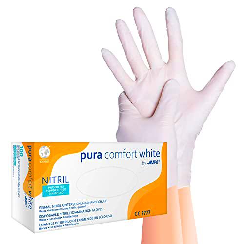 Pura Comfort White - Guantes de nitrilo desechables (100 unidades)